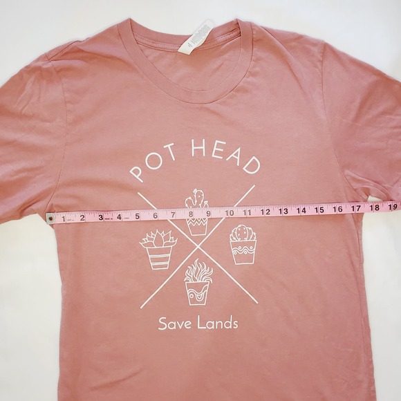 ✨️3/$20✨️Save Lands "Pot Head" Gardening Pun Mauve Graphic Tee Med Summer 420 - Picture 4 of 8